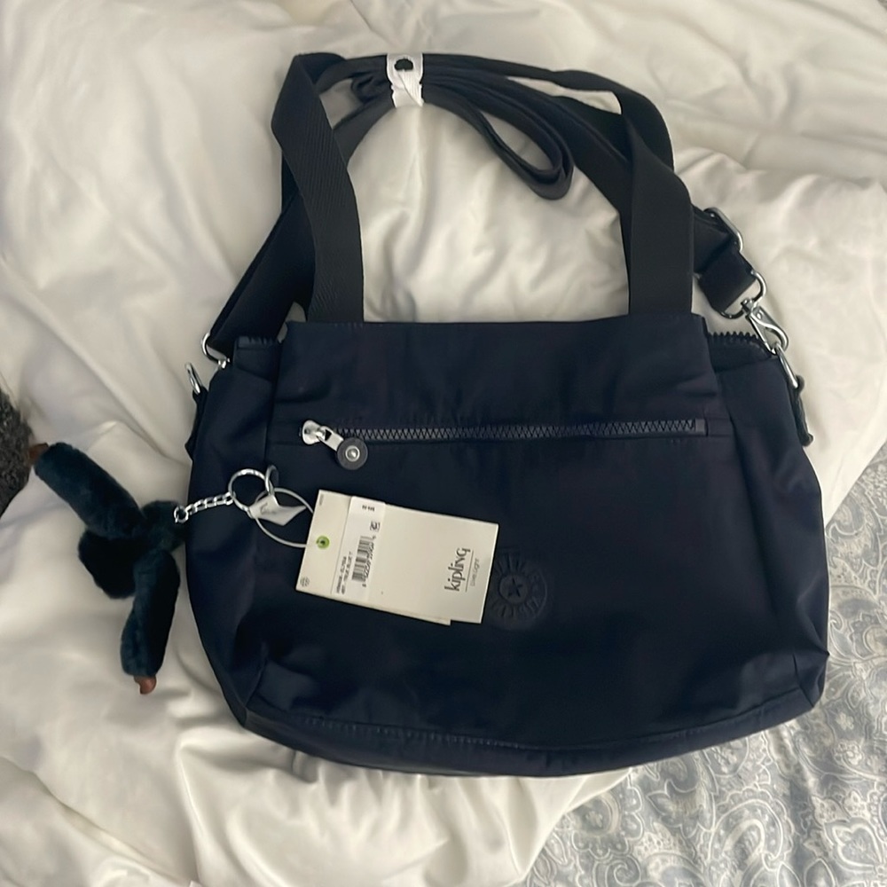 Kipling Navy Shoulder Bag with Black Straps
